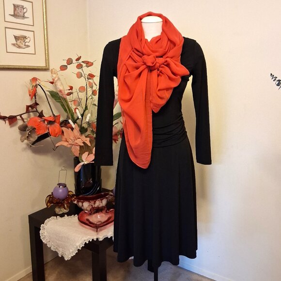 VTG Women's NEW Stills 100% Silk Long Classic Luxury Orange Scarf - Picture 6 of 8